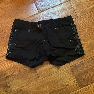 Black embellished super soft shorts